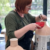Pottery class, Glazing