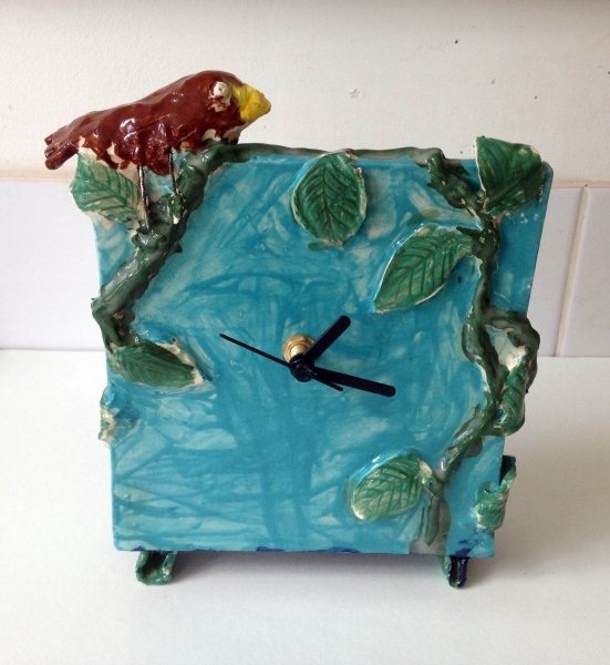 Clock, kids pottery classes